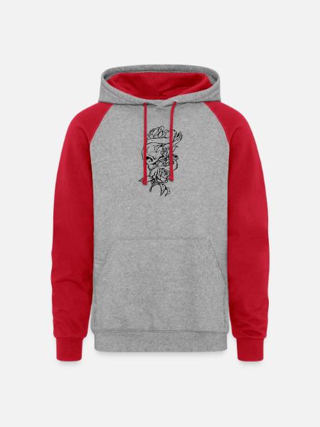 skullandrose - Unisex Colorblock Hoodie - heather grey/red