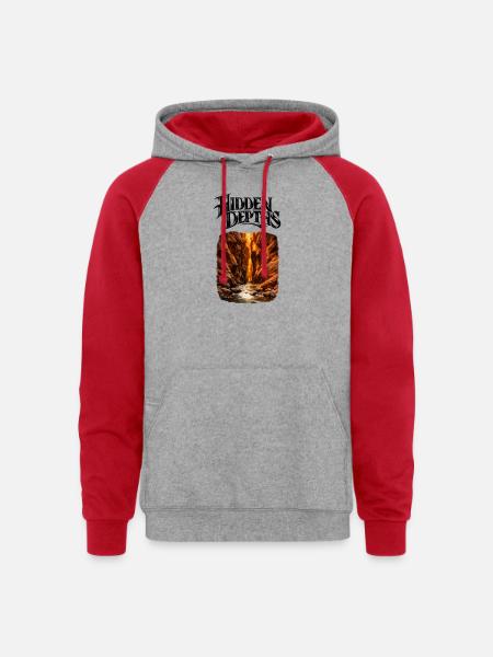 Hidden Depths Canyon Glow - Unisex Colorblock Hoodie - heather grey/red