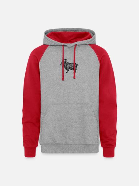 Midnight Nebula Goat - Unisex Colorblock Hoodie - heather grey/red