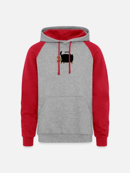 Black Cat Nope - Unisex Colorblock Hoodie - heather grey/red
