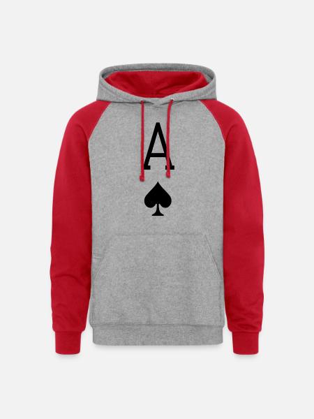 Ace of Spades - Unisex Colorblock Hoodie - heather grey/red