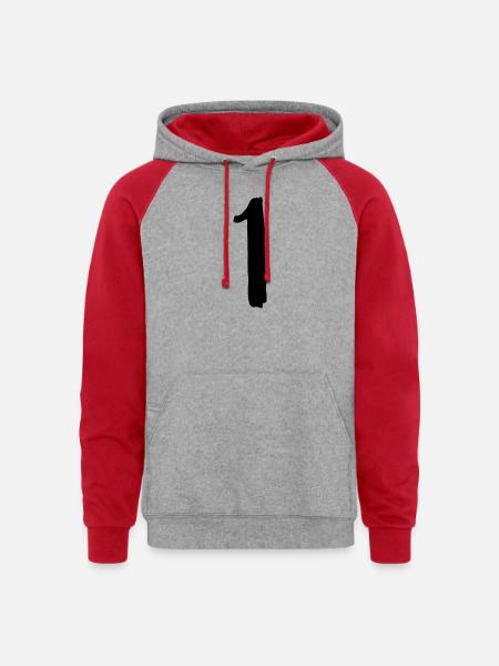 1 - Unisex Colorblock Hoodie - heather grey/red