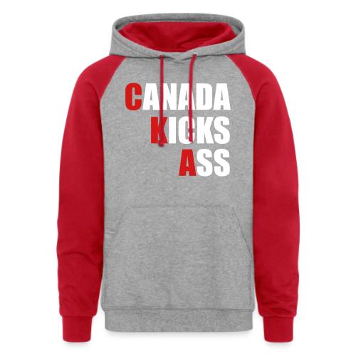 Canada Kicks Ass Vertical - Unisex Colorblock Hoodie