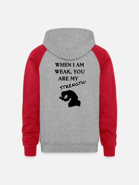Strength Burst Comic Style - Unisex Colorblock Hoodie - heather grey/red