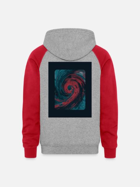 Spiral of Dreams - Unisex Colorblock Hoodie - heather grey/red