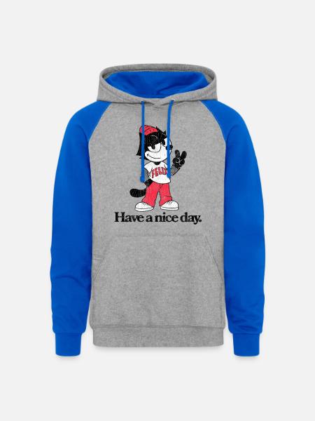 Felix The Cat In Skater Style & Have A Nice Day - Unisex Colorblock Hoodie - heather grey/royal