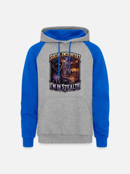 SOCIAL ENCOUNTER? I’M IN STEALTH - Unisex Colorblock Hoodie - heather grey/royal