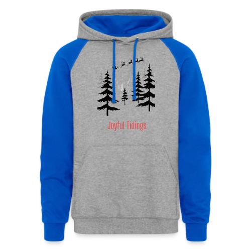 Joyful Tidings Christmas T-Shirt - Unisex Colorblock Hoodie