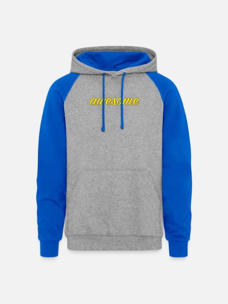 Awesome - Unisex Colorblock Hoodie - heather grey/royal