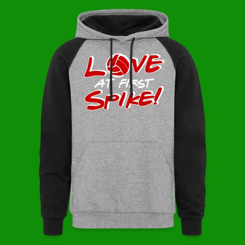 Volleyball Love at First Spike - Unisex Colorblock Hoodie