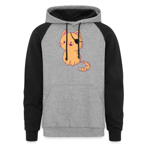 Cat with 3D glasses doing Vision Therapy! - Unisex Colorblock Hoodie