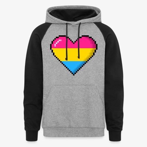 Pansexual Pride 8Bit Pixel Heart - Unisex Colorblock Hoodie