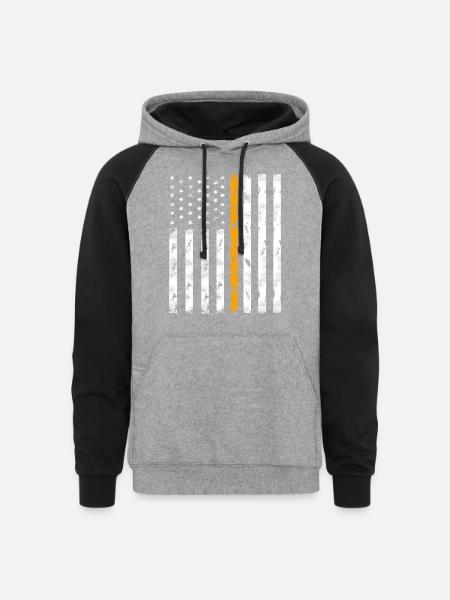 911 dispatcher flag - Unisex Colorblock Hoodie - heather gray/black