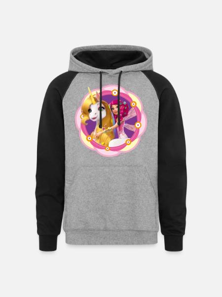 Mia & Me Unicorn Onchao And Mia - Unisex Colorblock Hoodie - heather gray/black