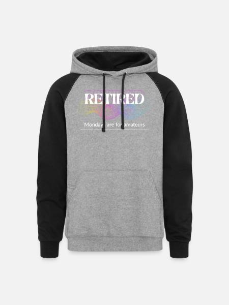 Unique Retirement Gift - Unisex Colorblock Hoodie - heather gray/black