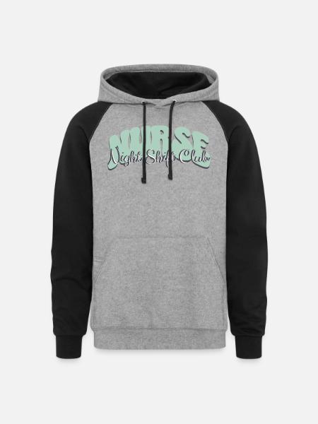 Nurse Night Shift Club - Unisex Colorblock Hoodie - heather gray/black