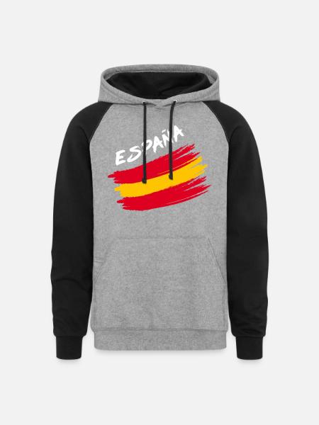 Espana Spain Spanish Flag Brush Design - Unisex Colorblock Hoodie - heather gray/black