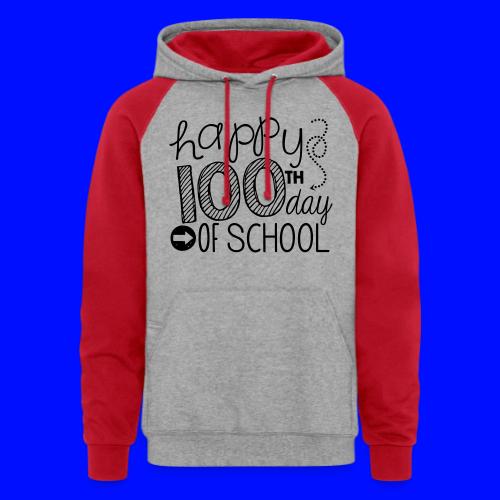 Happy 100th Day of School Arrows Teacher T-shirt - Unisex Colorblock Hoodie