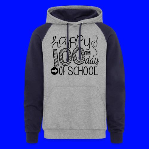 Happy 100th Day of School Arrows Teacher T-shirt - Unisex Colorblock Hoodie