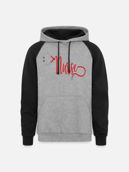 Nurse Stethoscope - Unisex Colorblock Hoodie - heather gray/black