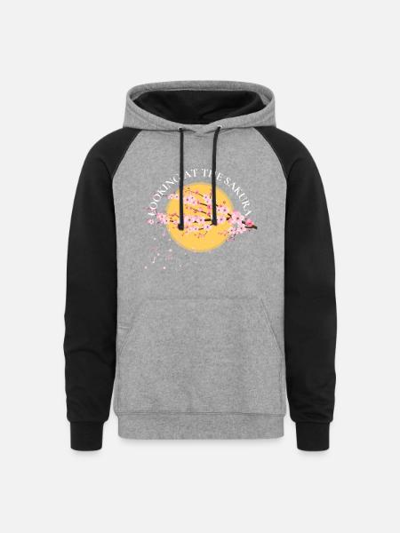 Looking at the SAKURA - Unisex Colorblock Hoodie - heather gray/black