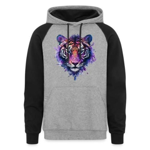 Mystic Violet Tiger - Unisex Colorblock Hoodie