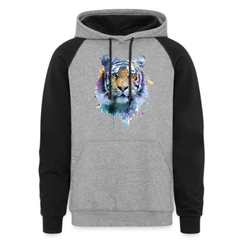 Splash-Art Tiger Face - Unisex Colorblock Hoodie