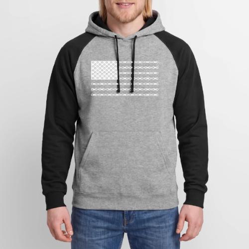 Bicycle Chain American Flag - Unisex Colorblock Hoodie