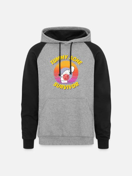 Tummy ache survivor - Unisex Colorblock Hoodie - heather gray/black