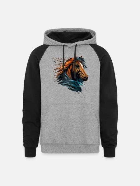 Horseman - Unisex Colorblock Hoodie - heather gray/black