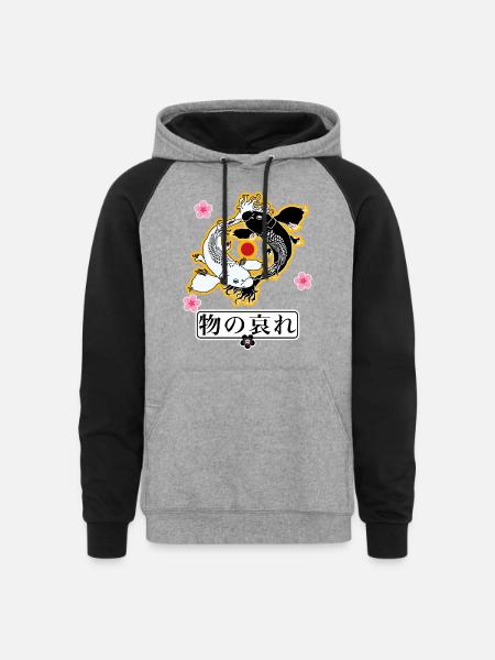 Mono no aware (物の哀れ) - Unisex Colorblock Hoodie - heather gray/black