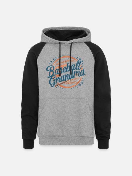 baseball grandma - Unisex Colorblock Hoodie - heather gray/black