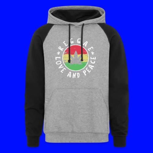 Reggae love and peace circular logo, iconic theme - Unisex Colorblock Hoodie