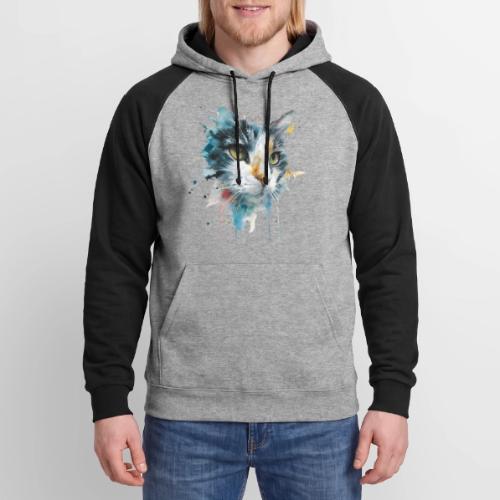 Watercolor cat face - Unisex Colorblock Hoodie