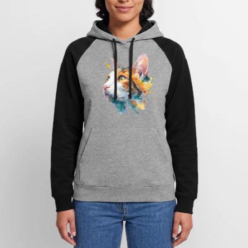 Cat: Feline Ink Burst - Unisex Colorblock Hoodie