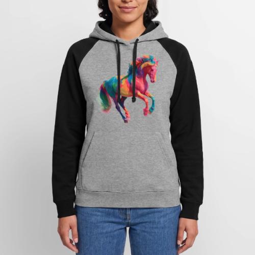 Colorful Paint Splatter Horse Art - Unisex Colorblock Hoodie