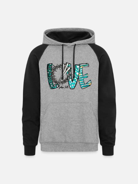 Love John - Unisex Colorblock Hoodie - heather gray/black