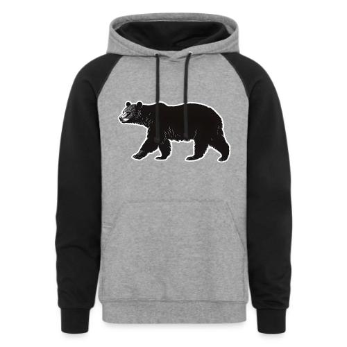 Midnight Black Bear - Unisex Colorblock Hoodie