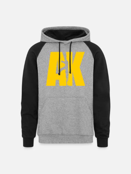 AK47 YELLOW - Unisex Colorblock Hoodie - heather gray/black