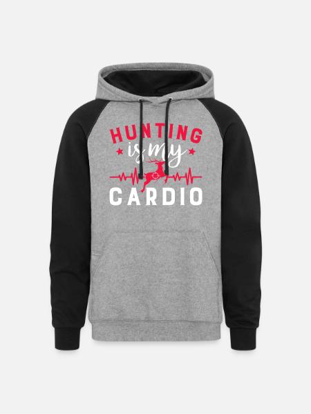 Hunting Is My Cardio - Unisex Colorblock Hoodie - heather gray/black
