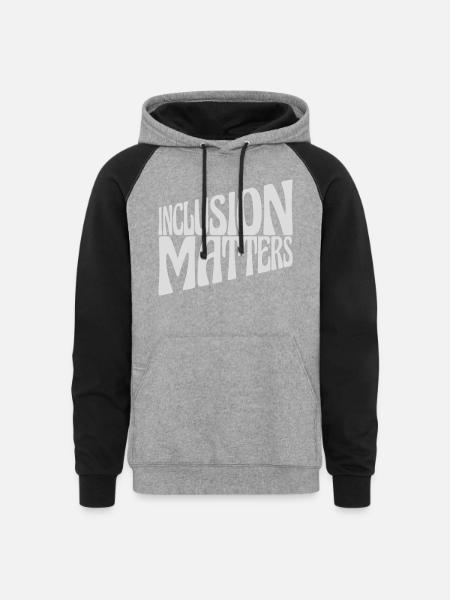 inclusion matters logo quote - Unisex Colorblock Hoodie - heather gray/black