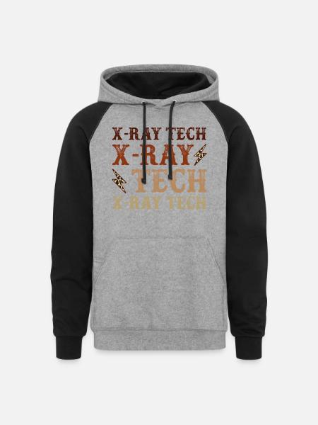 X ray Tech - Unisex Colorblock Hoodie - heather gray/black
