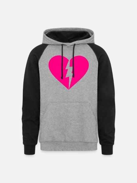 Broken Heart - Unisex Colorblock Hoodie - heather gray/black