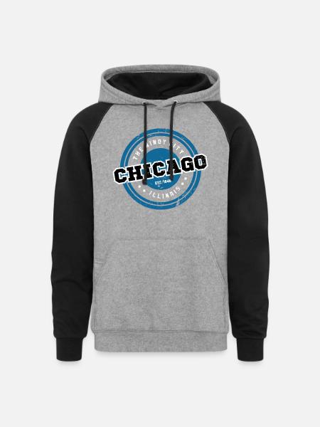 The Windy City Chicago - Unisex Colorblock Hoodie - heather gray/black