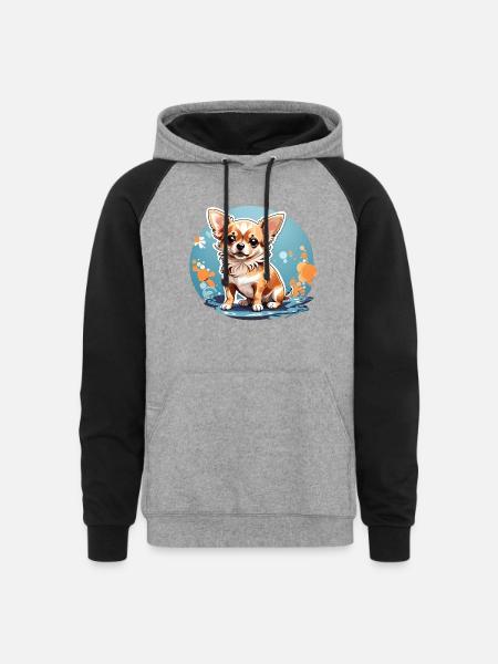 Lovely Chihuahua Dog - Unisex Colorblock Hoodie - heather gray/black