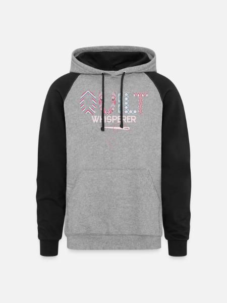 Quilt Whisperer Quilting Quilter - Unisex Colorblock Hoodie - heather gray/black