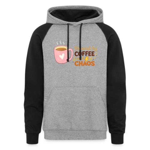 Powered by Coffee and Chaos - Unisex Colorblock Hoodie