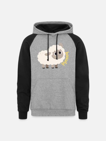 lamb baaahh - Unisex Colorblock Hoodie - heather gray/black