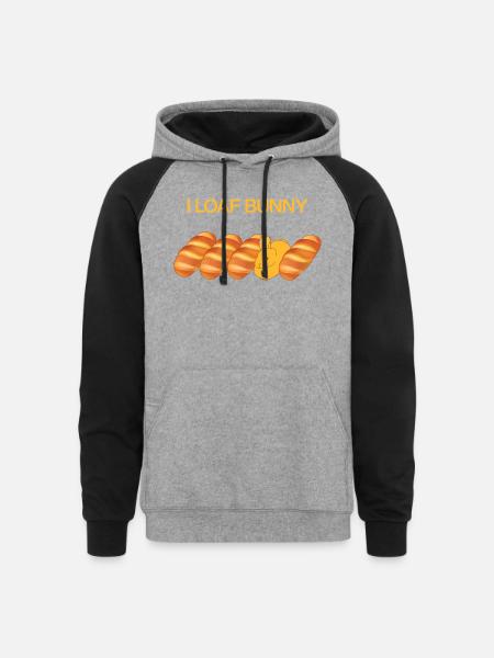 I Loaf Bunny - Unisex Colorblock Hoodie - heather gray/black