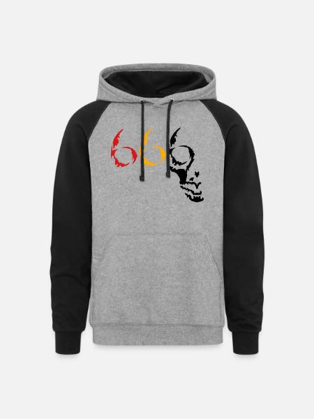 666 skull v2 (© alteerian) - Unisex Colorblock Hoodie - heather gray/black